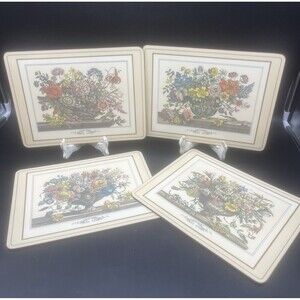 VTG Pimpernel Deluxe Finish Cream Furber Flowers Placemats 12” X 9” Set Of 4